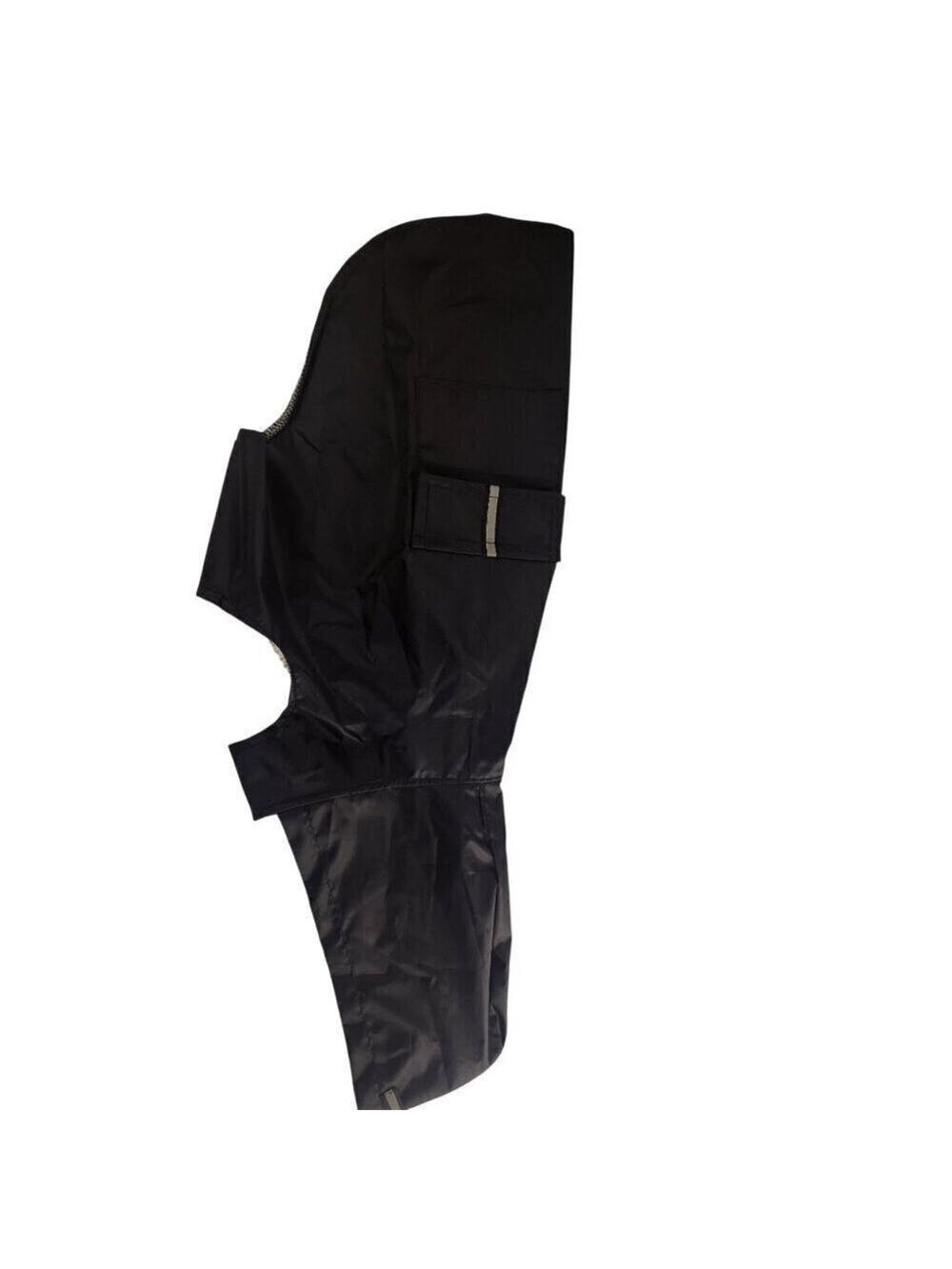 Dog Raincoat With Reflective Strip Black Nylon Mesh Lining Hook & Closure